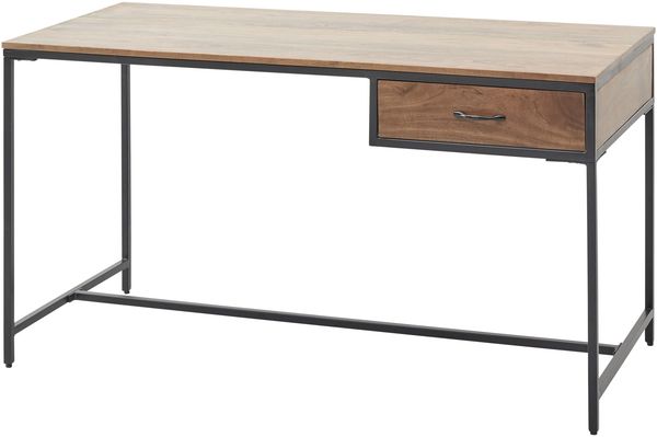 Schreibtisch >Hapur< in Akazie und schwarz , Akazie - 140x79x60cm (BxHxT) Bild 2