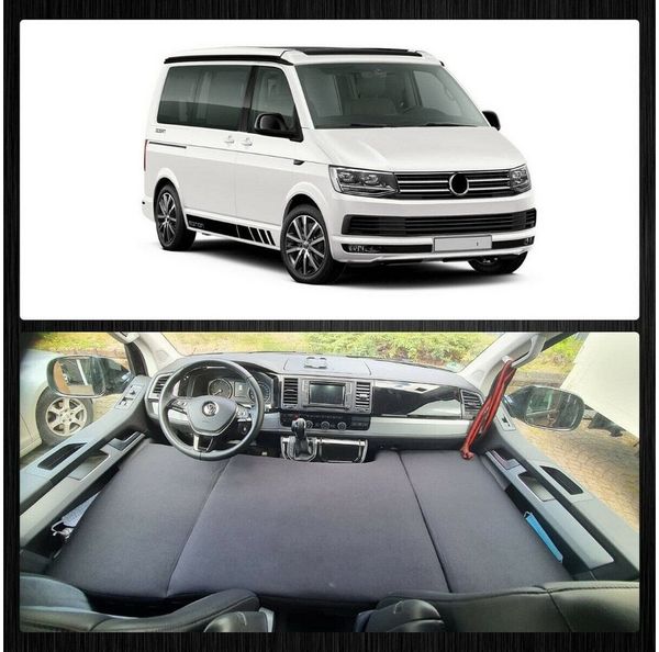 Klappmatratze für VW T5 T6 T6.1 California Multivan Caravelle Transporter (T56), BREMER SITZBEZÜGE, (Set, 3-teilige klappbare Schlafauflage), in Schwarz