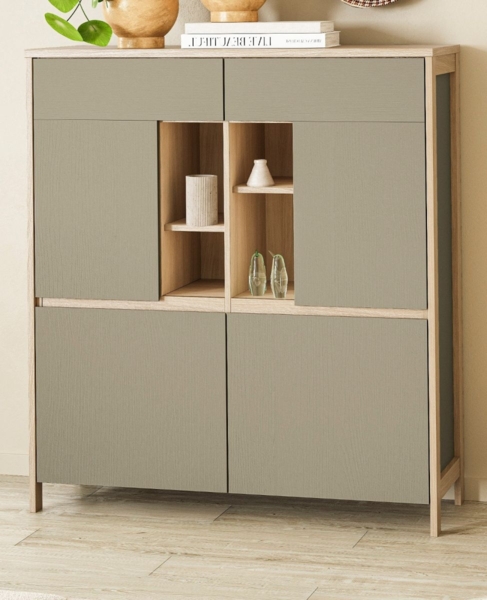 Highboard Finnes in Salbei und Eiche 111 x 125 cm