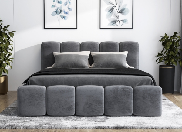 A&J MöbelLand 'Sonic' Polsterbett, Polyester, Anthrazit, 120 x 200, mit Lattenrost, mit Bettkasten
