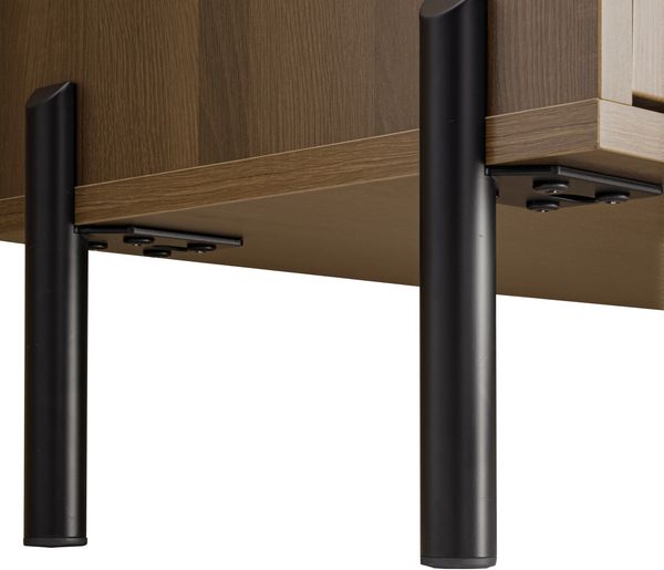 TV-Schrank 160 x 35 x 46 cm aus MDF in Natur mit wellenförmigen Türen & Kabeldurchführungen Bild 6