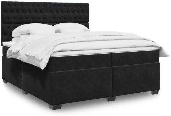 vidaXL Boxspringbett mit Matratze Schwarz 200x200 cm Samt 3293310