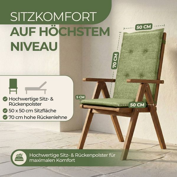 Petsation Hochlehnerauflage Florence Hochlehner Auflage Gartenstuhlauflage mit Schaumstoffpolster, (6 St)