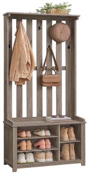 VASAGLE Garderobenständer, Kleiderständer, Schuhbank, Garderobe mit Ablage