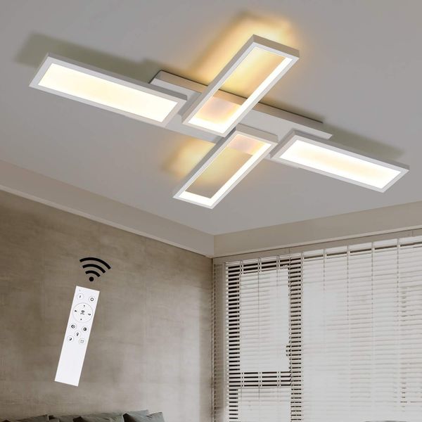 ZMH LED Deckenleuchte Wohnzimmerlampe Weiß Dimmbar 58W 82,7CM Quadratisch Modernes Design mit Fernbedienung