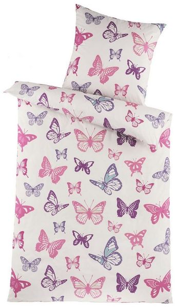 Holiday Heimtex Bettwäsche FIONA, 135 x 200 cm, Weiß, Rosa, Lila, Mikrofaser, 2 teilig, Polyester, mit Reißverschluss