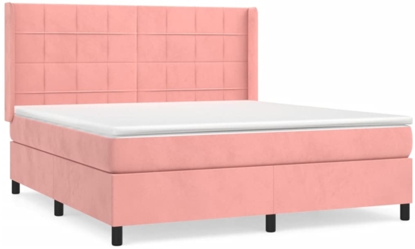 vidaXL Boxspringbett mit Matratze Rosa 160x200 cm Samt 3132692