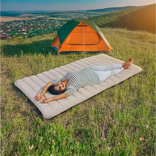 Avenli Luftmatratze Luftbett Camping für 1 Person grau 183x97x12cm Twin-Size, (aufblasbar Ideal als Reisebett oder Isomatte, 1-St, für Indoor und Outdoor mit beflockter Oberfläche), Campingmatratze ohne Pumpe
