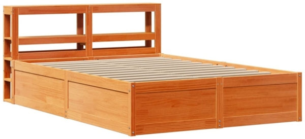 vidaXL Massivholzbett mit Kopfteil Wachsbraun 150x200 cm Kiefer 3306341