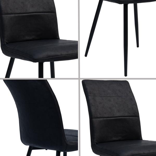Moderne Esszimmerstühle in Lederoptik - bequeme Stühle mit abgesteppter Vorderseite und bezogener Rückseite - gepolsterte Küchenstühle mit gebogener Rückenlehne für mehr Sitzkomfort Schwarz 4 St. Bild 3