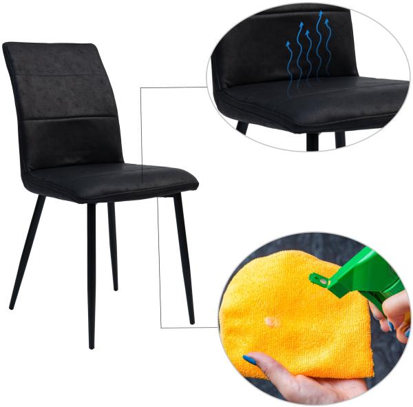 Moderne Esszimmerstühle in Lederoptik - bequeme Stühle mit abgesteppter Vorderseite und bezogener Rückseite - gepolsterte Küchenstühle mit gebogener Rückenlehne für mehr Sitzkomfort Schwarz 4 St. Bild 7