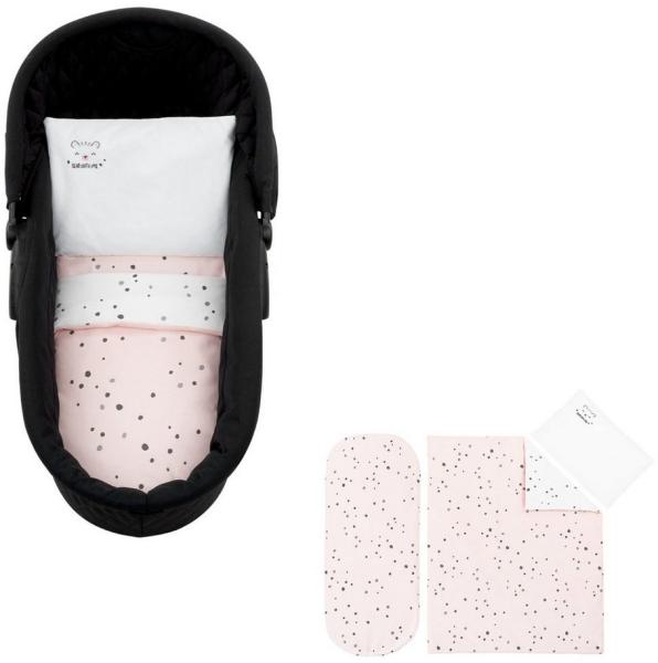 Kikkaboo Kinderwagen Bettwäsche-Set Bär 6tlg Decke 80x60 Kissen 35x26 Laken rosa