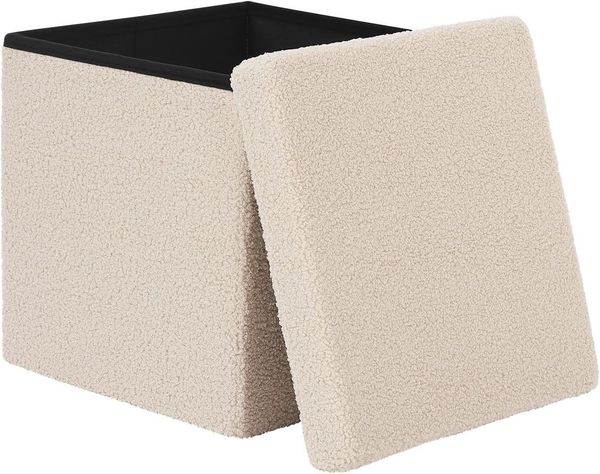 EUGAD Sitzhocker (1 St, Faltbarer Hocker), mit Stauraum aus Teddyfleece