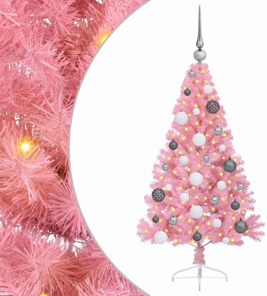 vidaXL Künstlicher vorbeleuchteter Weihnachtsbaum Rosa 120 cm PVC 3397049