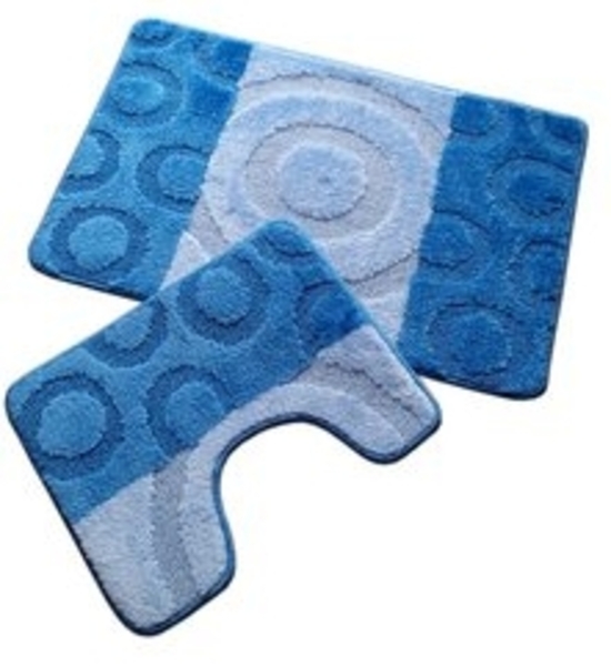 oKu-Tex Badematte Badgarnitur 2-teilig mit Ausschnitt, weich & rutschfest, fußbodenheizungsgeeignet, strapazierfähig, Polypropylen, WC-Vorleger Set mit Ausschnitt, weicher Flor, waschbar, flauschig Bild 6