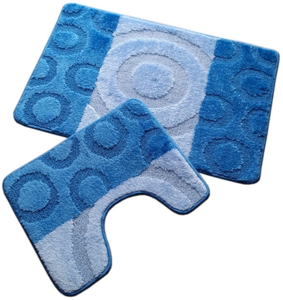 oKu-Tex Badematte Badgarnitur 2-teilig mit Ausschnitt, weich & rutschfest, fußbodenheizungsgeeignet, strapazierfähig, Polypropylen, WC-Vorleger Set mit Ausschnitt, weicher Flor, waschbar, flauschig Bild 5