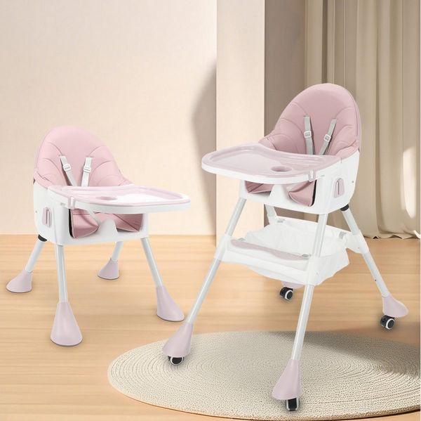 oyajia Kinderstuhl 3-in-1 Kinderstuhl, Kombistuhl, Babystuhl, 7-stufig höhenverstellbar (Verstellbare Kinderstuhl wächst mit Ihrem Kind von 6 Monaten bis 5 Jahren), Babystuhl mit Tablett und 5-Punkt-Gurt, Fußstütze, Einfach zu Reinigen