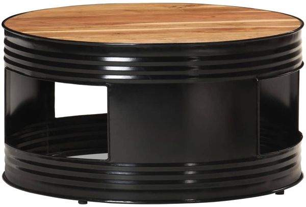 vidaXL Couchtisch Schwarz 68x68x36 cm Akazie Massivholz 321933