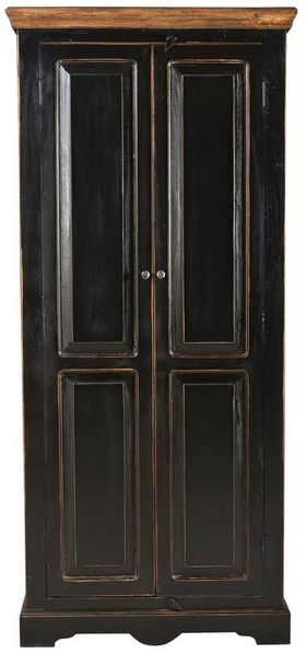 TPFLiving Garderobenschrank Auburn - aus schwarzem Mangoholz (antikes Design - mit honigfarbener Deckplatte, Designer Schrank - Wohnzimmerschrank - Mehrzweckschrank) Produktlinie: Washington - Breite: 80 cm, Höhe: 180 cm, Tiefe: 45 cm