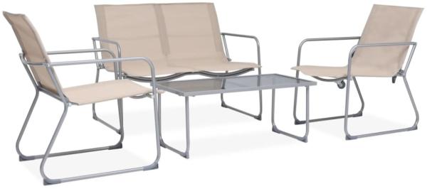 vidaXL 4-tlg. Garten-Lounge-Set Stoff und Stahl Creme 44353