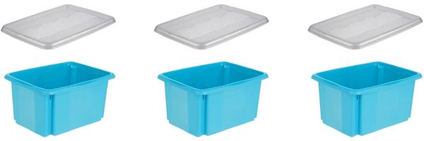 keeeper Organizer emil (Set, 3 St), Aufbewahrungsbox, 15 L, mit Deckel, hochwertiger Kunststoff