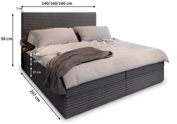 Masseno Boxbett PISA 180x200 cm mit Bonell Matratze und Topper Bild 2