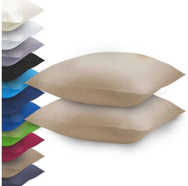 NatureMark Kissenbezüge 2er Pack Mikrofaser Kissenbezug, Beige)