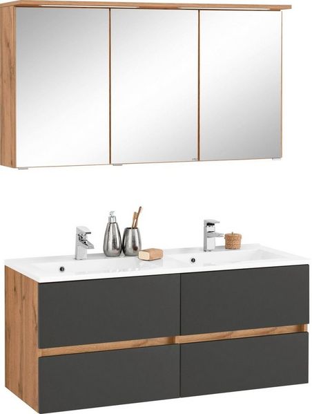 welltime Badmöbel-Set Lucca, (2-St), Doppelwaschtisch, Breite 120 cm