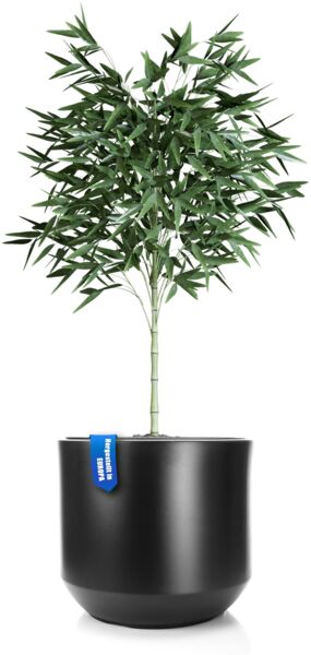 BigDean Blumentopf Style ø 46 cm anthrazit mit herausnehmbaren Innentopf - wetterfester Blumenkübel aus bruchsicherem Kunststoff - Pflanzkübel groß Außen & Innen geeignet