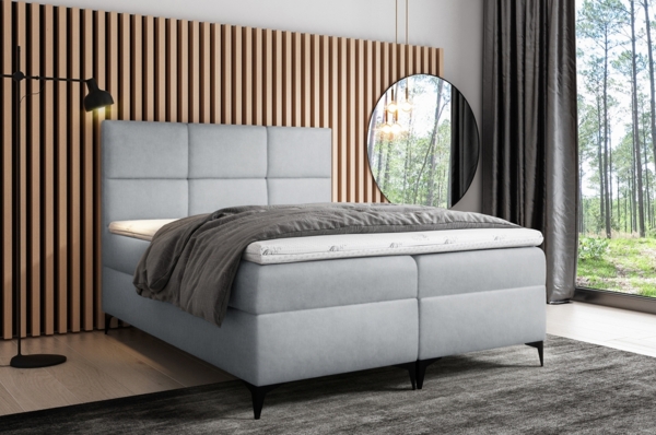 99rooms Ozzy Boxspringbett Velours 200x200 cm Silber