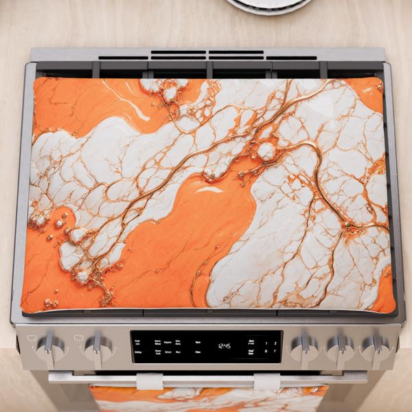 PETTI Artigiani Italiani - Herdabdeckplatte für Moderne Küche, Marmor-Effekt, Orange, Herdabdeckplatte 40x70 cm, 100% Made in Italy
