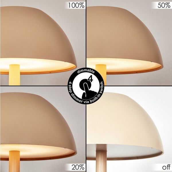 hofstein Tischleuchte Tischlampe aus Metall/Kunststoff in Beige/Weiß, dimmbare Tischleuchte mit Akku, Touchdimmer, Memoryfunktion, IP54