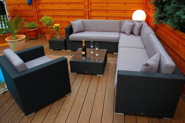 Ragnarök Möbel-Design Gartenlounge-Set Lounge Set Narvik, (Set, Ecklounge, Polyrattan, Alu), Sitzpolster ca. 16 cm dick und haben 2 intergrierte Härtegrade