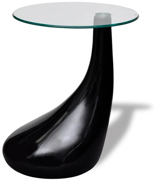 Couchtisch, Sofatisch mit Runder Glasplatte Hochglanz Schwarz