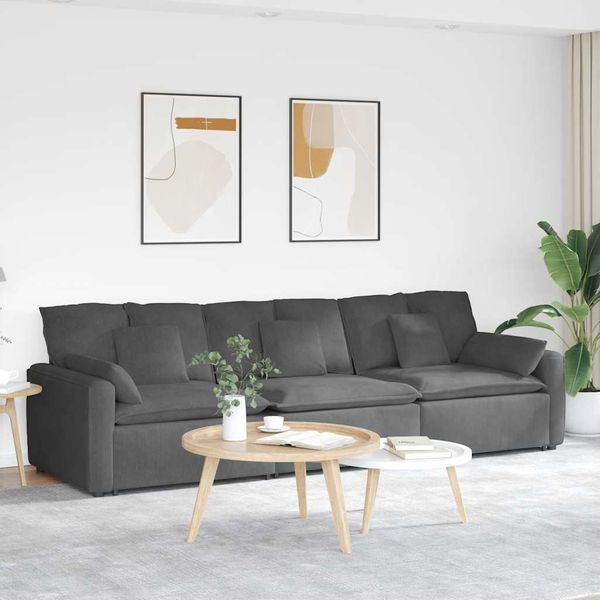 vidaXL Modulares Sofa mit Kissen Dunkelgrau 3321108