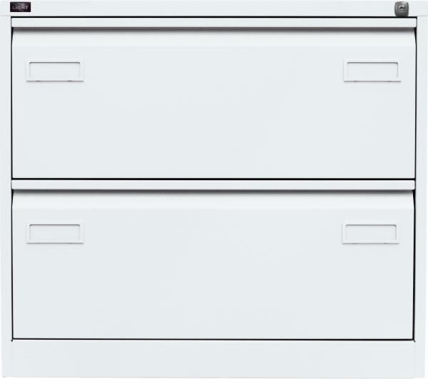 Bisley LIGHT Hängeregistraturschrank, doppelbahnig, DIN A4, 2 HR-Schubladen, Farbe verkehrsweiß