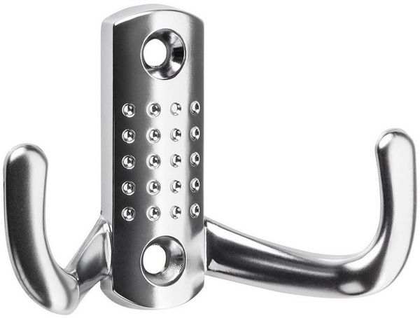 SO-TECH® Garderobenhaken JASMIN, Lochabstand 32 mm (10 St), klein (H x B x T: 47,5 x 70 x 25 mm), Chrom matt