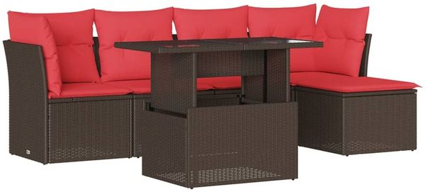 vidaXL 6-teiliges Gartensofa-Set mit Kissen, braun, Polyrattan 3266554 Bild 2