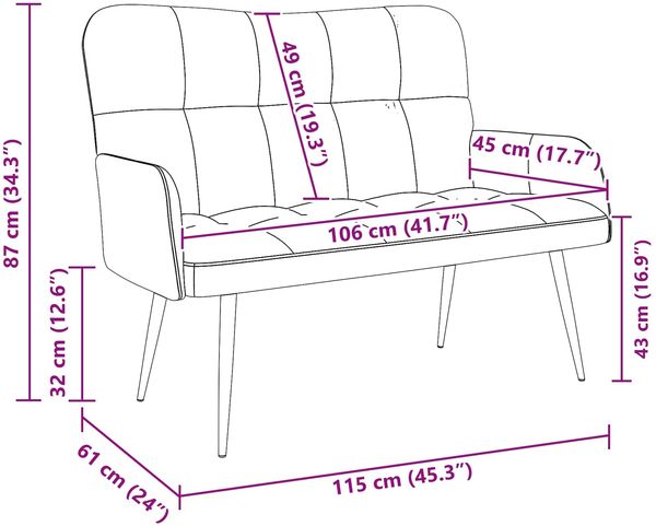 vidaXL 2-Sitzer Sofa Weinrot 115 x 61 x 87 cm Stoff 42028932 Bild 9