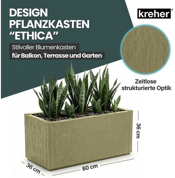 Kreher Blumenkasten XL Pflanzkasten in strukturierter Optik in verschiedenen Farben