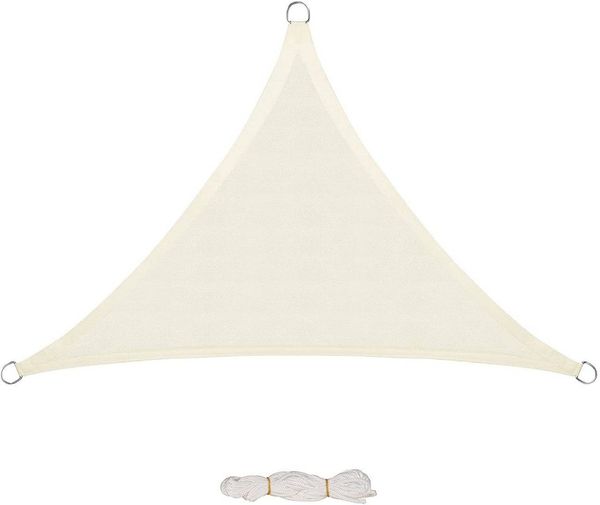 EUGAD Sonnensegel, Sonnenschutz Terrasse HDPE Dreieckig Creme