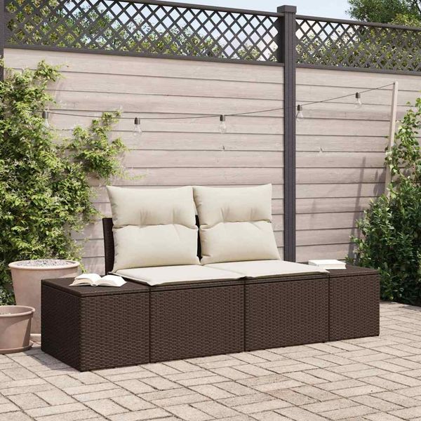 vidaXL Gartensofa mit Kissen Braun 184 x 62 x 69 cm Poly-Rattan 42006793