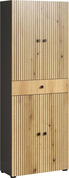 welltime Hochschrank Amrum (1-St) Breite 40cm, geräumiger Hochschrank Eiche Rillenoptik Badschrank
