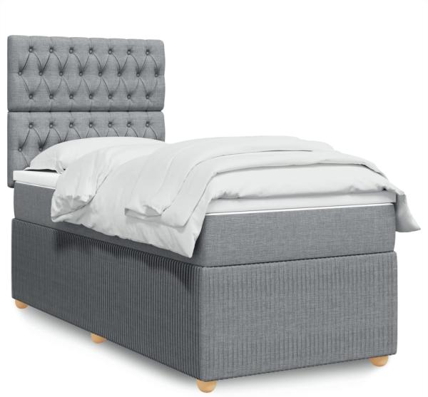 vidaXL Boxspringbett mit Matratze Hellgrau 80x200 cm Stoff 3294190