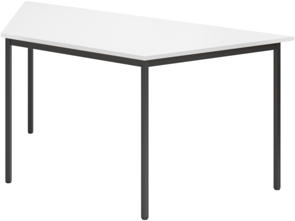 bümö Trapez-Tisch, Multifunktionstisch 160 x 69 cm in Weiß/Schwarz - Besprechungstisch, Konferenztisch, Meetingtisch, Mehrzwecktisch, Pausentisch für Besprechungsraum, Meetingraum, VT16-W-D