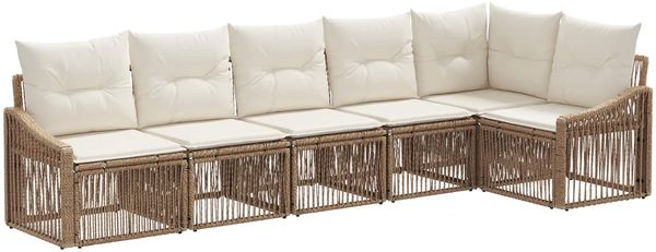 vidaXL Gartensofa-set 6 pcs Beige Poly-Rattan 3436011