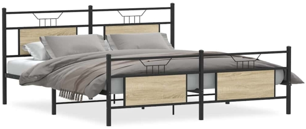 vidaXL Metallbett ohne Matratze Sonoma-Eiche 183x213 cm 3325099