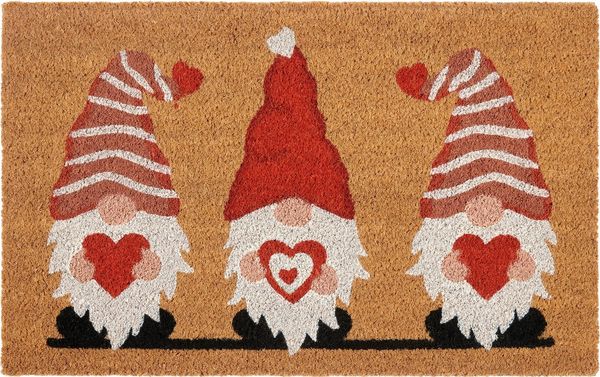 HANSE Home Fußmatte Kokos Gnome Heart, Türmatte, rechteckig, Höhe: 15 mm, Schmutzfangmatte, Rutschfest, Outdoor, Weihnachten, Kokosmatte, Zwerg