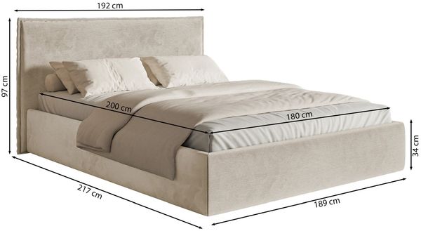 Selsey 'Softie Slim' Polsterbett 140×200 mit Bettkasten und Lattenrost, Velours, greige Bild 5