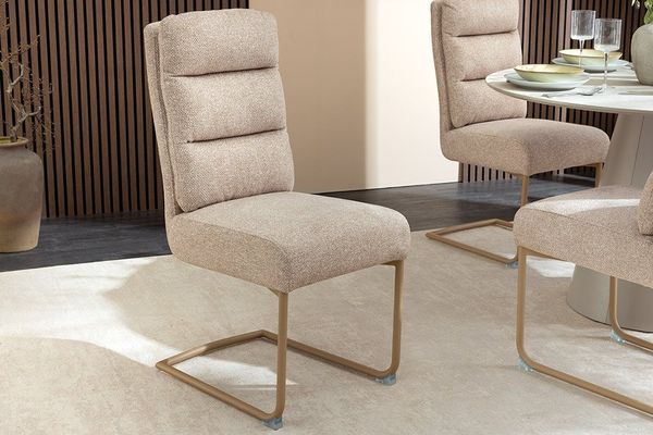 riess-ambiente Freischwinger COMFORT beige - Strukturstoff, Metall, Wippfunktion, Nosagefederung (Einzelartikel, 1 St), Moderner Polsterstuhl - ideal für Wohnzimmer, Küche oder Home Office